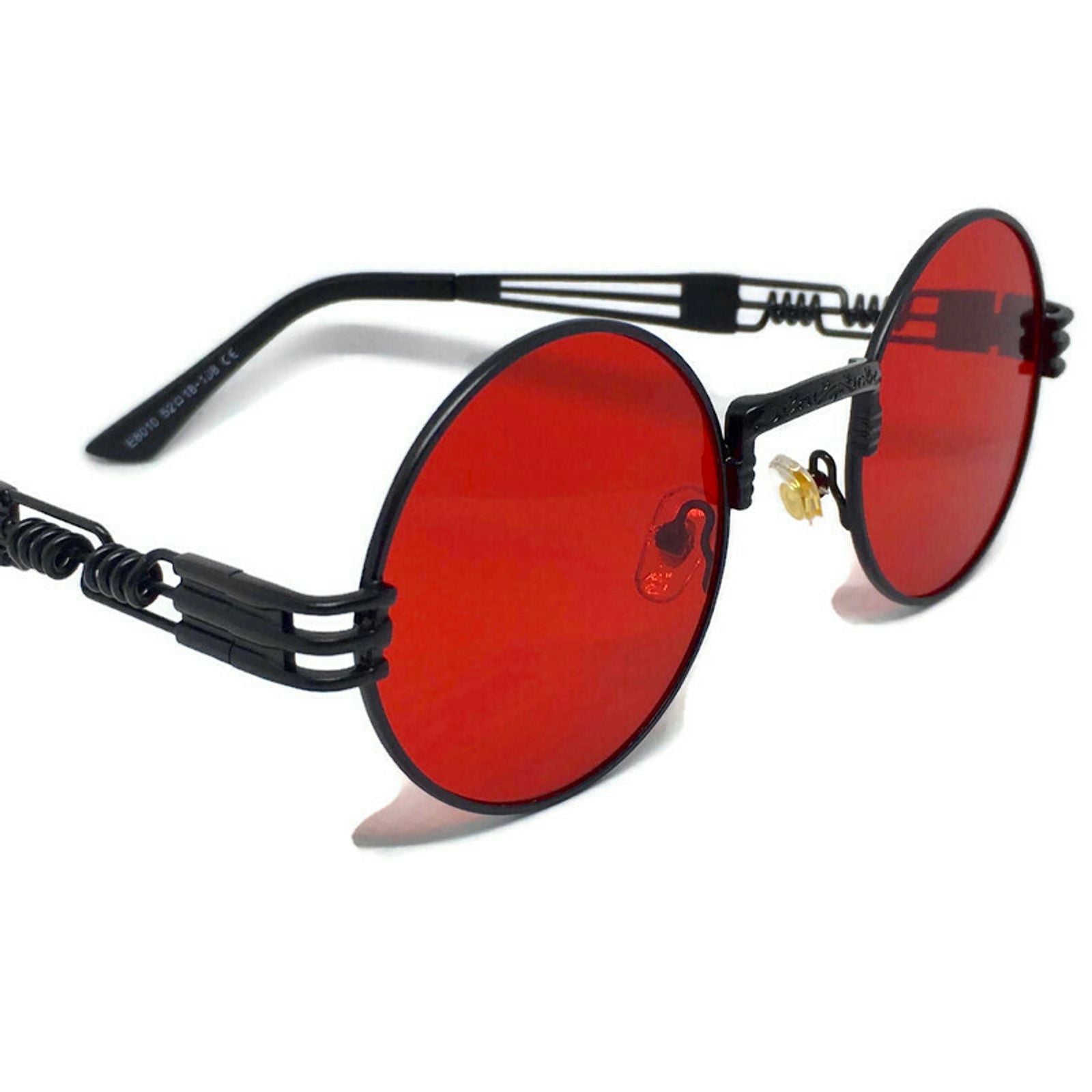 A pair of stylish Red x Black Sunglasses featuring a metal frame and acrylic lenses, perfect for unisex wear.