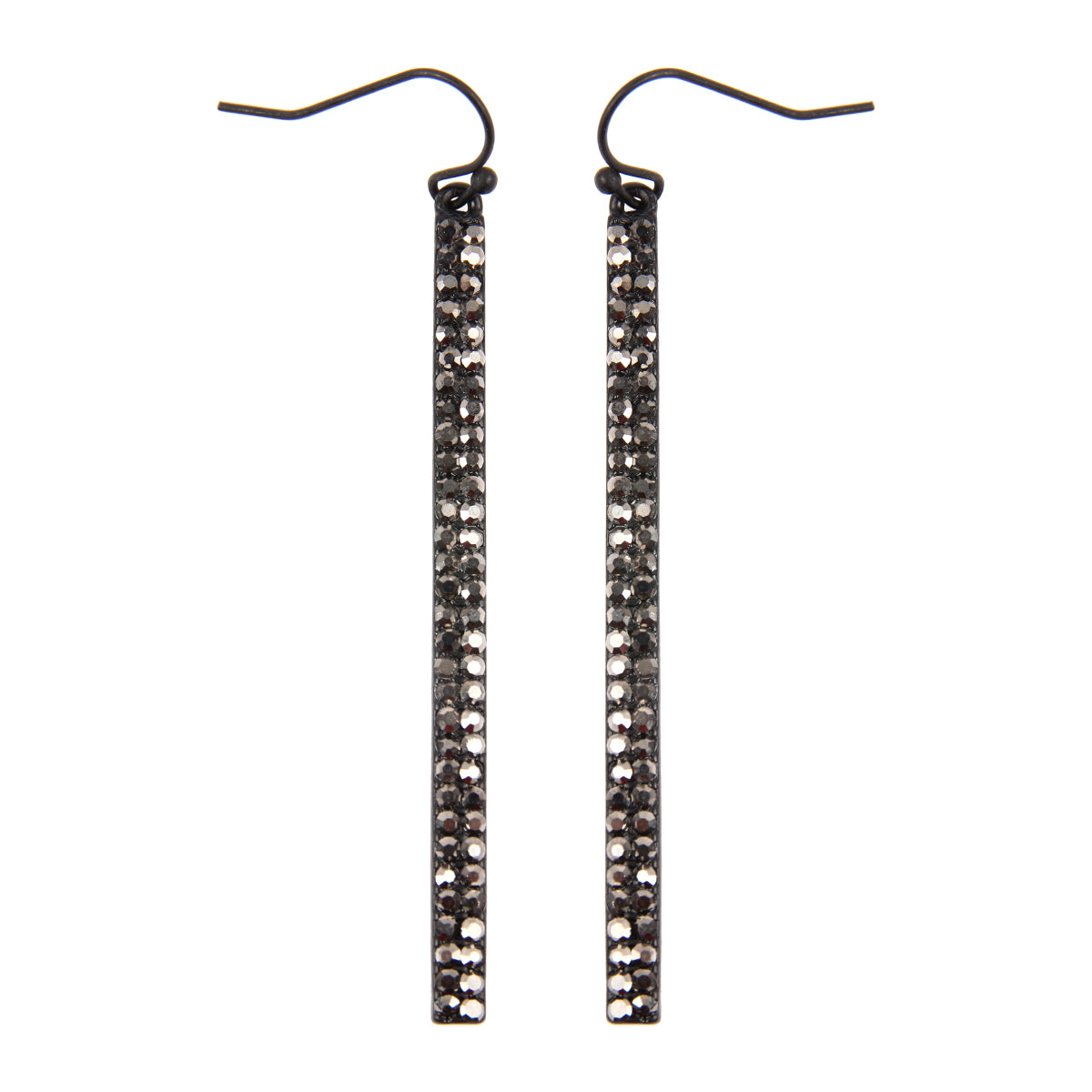 Elegant Rhinestone Bar Fish Hook Drop Dangle Earrings by DOBBI, showcasing sparkling glass stones and a stylish design.