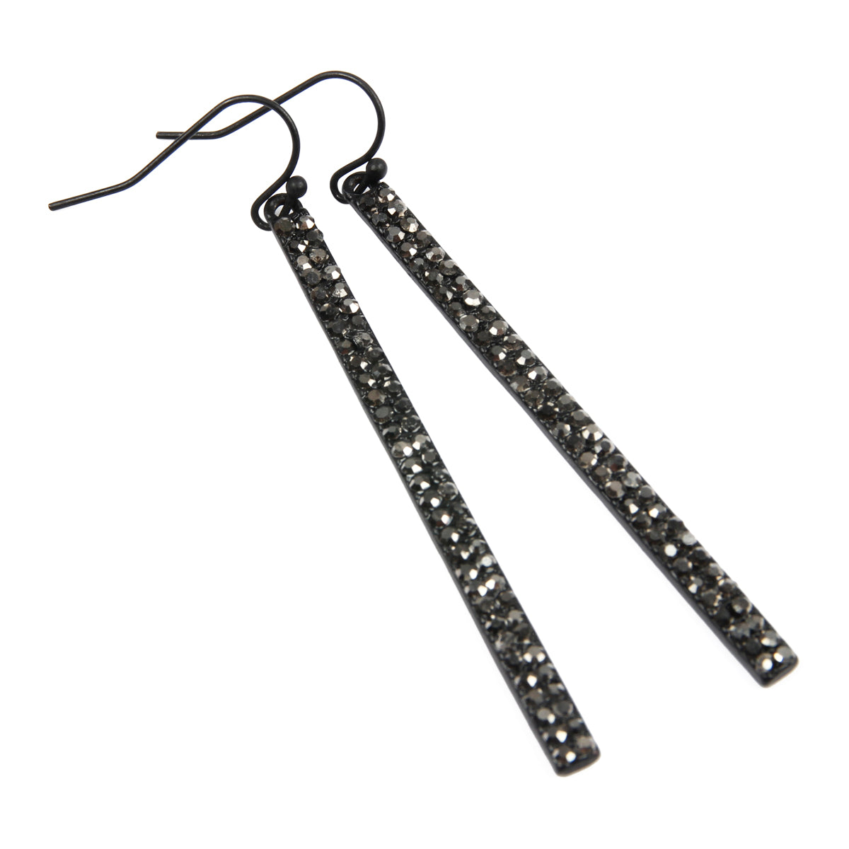 Elegant Rhinestone Bar Fish Hook Drop Dangle Earrings by DOBBI, showcasing sparkling glass stones and a stylish design.