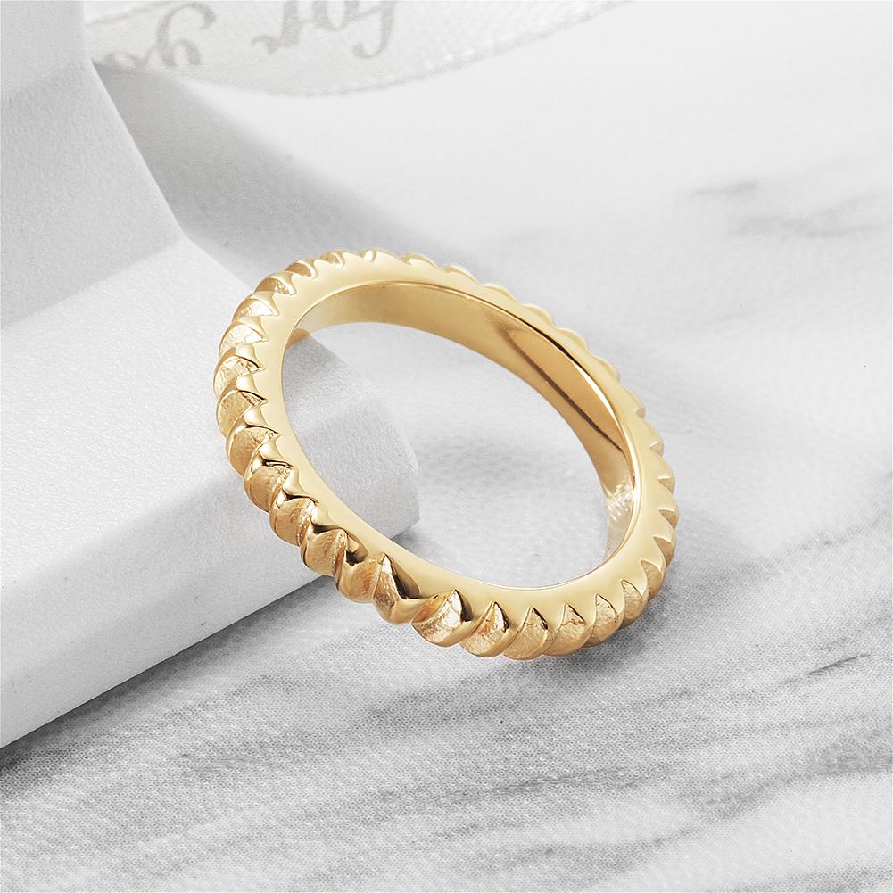 Ribbed Stackable Ring made of 316L surgical stainless steel with 14K gold PVD plating, showcasing its elegant design and durability.