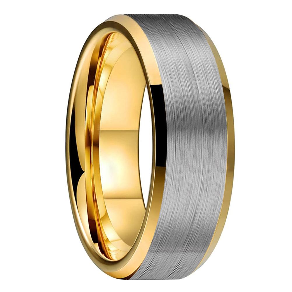 RICERCATO Tungsten Ring featuring a brushed metallic finish, designed for comfort and style, made from durable tungsten carbide.