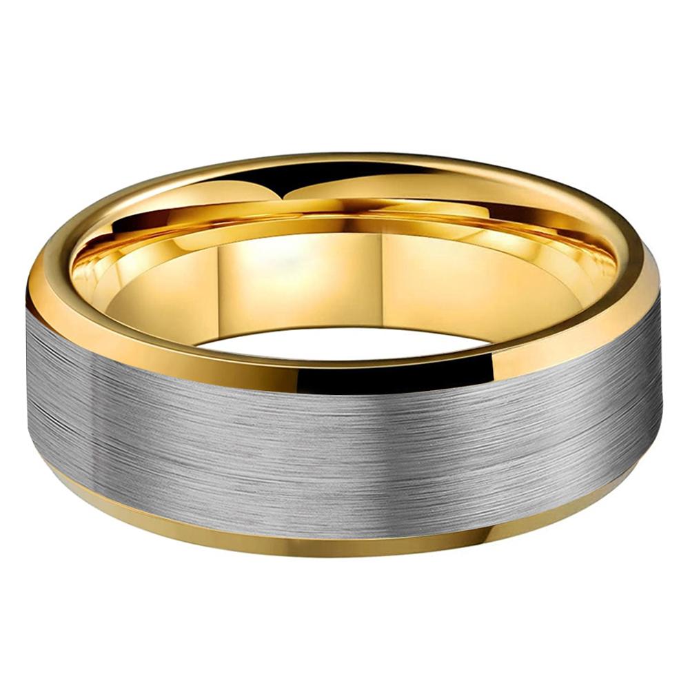 RICERCATO Tungsten Ring featuring a brushed metallic finish, designed for comfort and style, made from durable tungsten carbide.