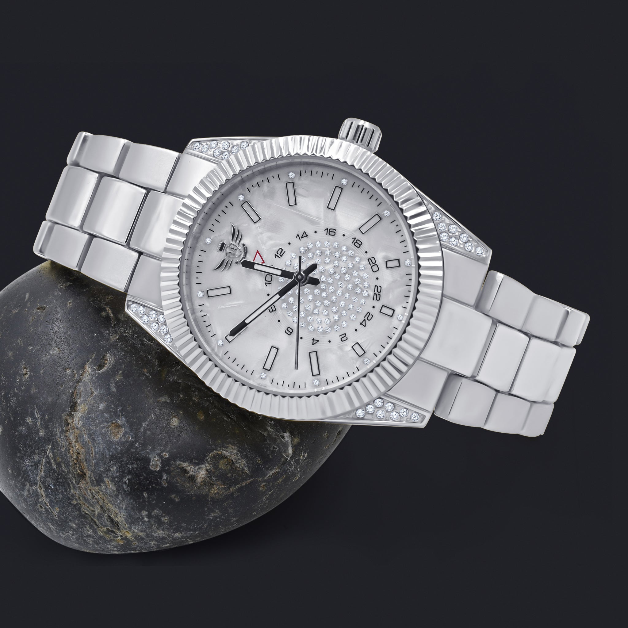 RIDER HIP HOP WATCH I 5630452 featuring a bling metal band and elegant dial with prominent hour markers.