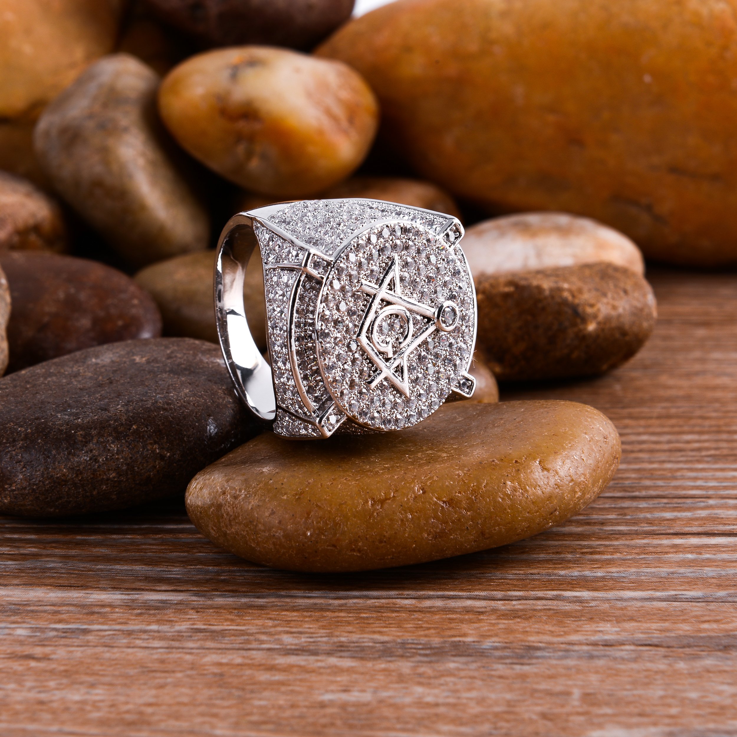 RINK 925 Silver Ring featuring round shape with micro-pave CZ stones, prong set for durability and shine.