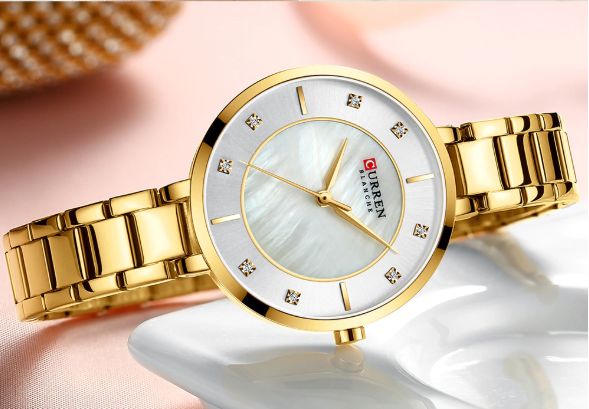 RIVETING Women Watch featuring a glamorous metal strap and elegant design, perfect for both office and wedding occasions.