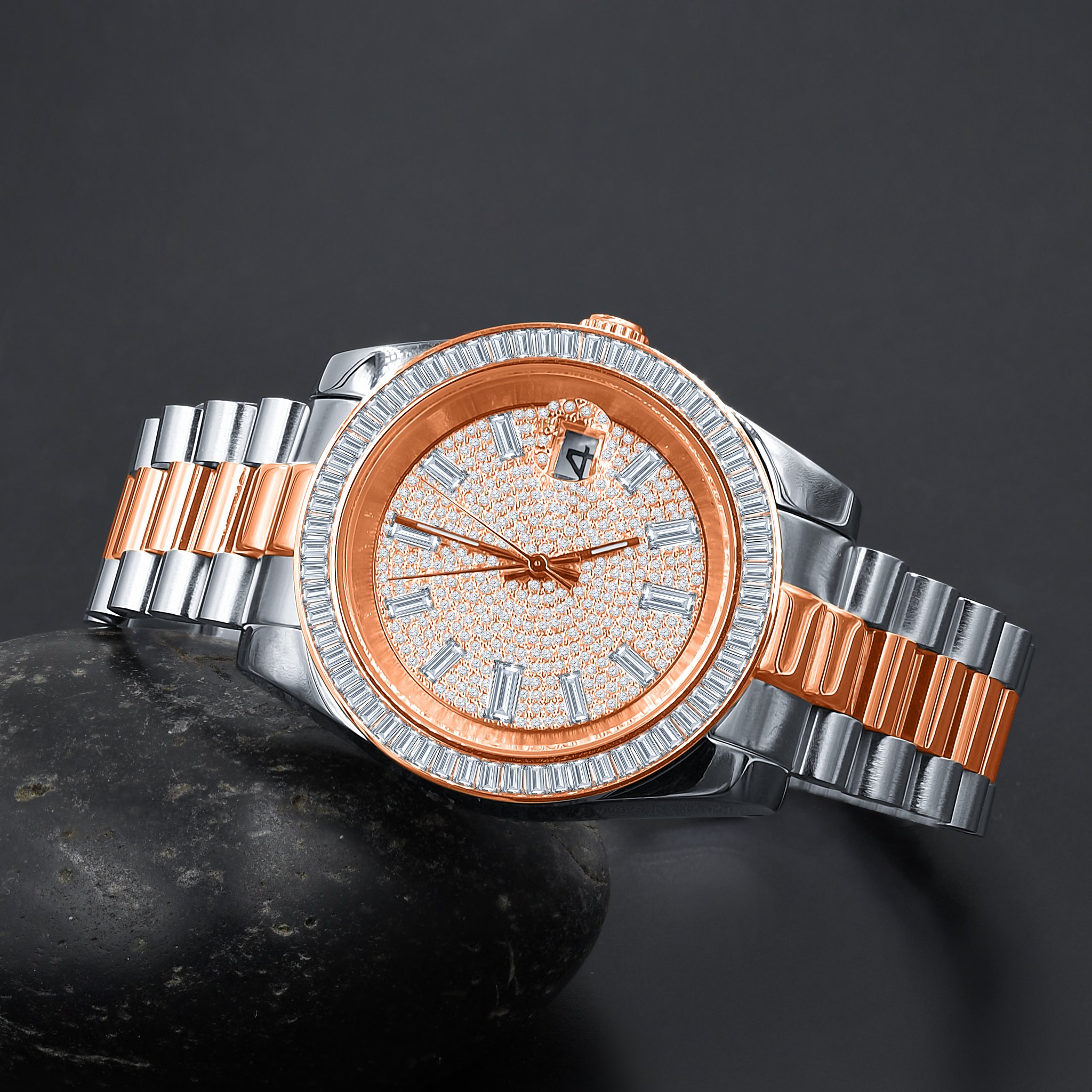 ROCK STEEL WATCHES I 5304718 featuring a stainless steel wristband and CZ stone adorned dial, perfect for evening wear.