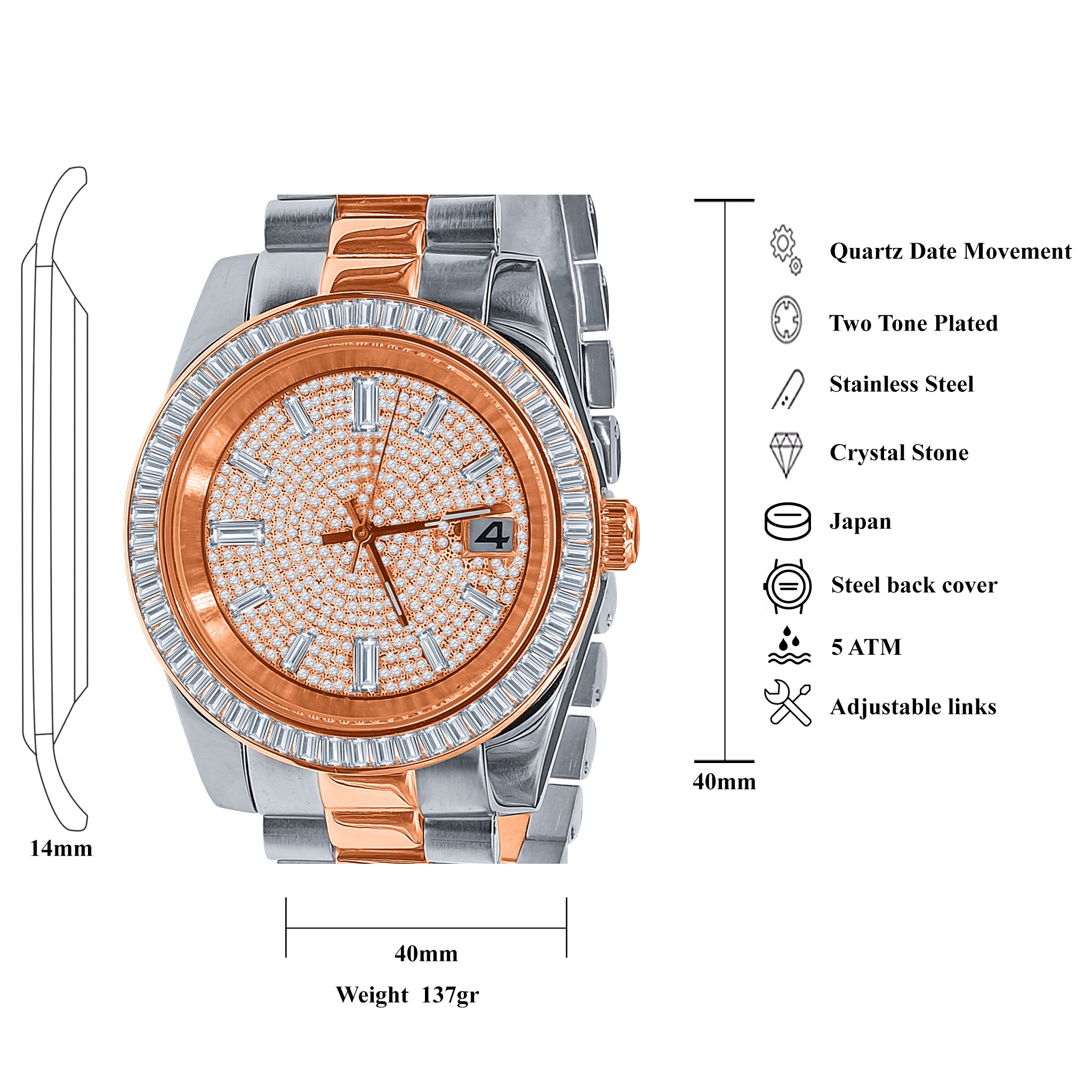 ROCK STEEL WATCHES I 5304718 featuring a stainless steel wristband and CZ stone adorned dial, perfect for evening wear.