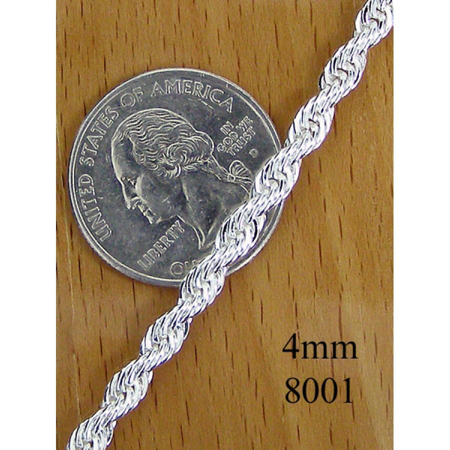 A 24-inch rope chain, showcasing its durable and lightweight design, perfect for jewelry making and crafting.