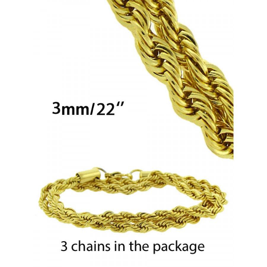 Elegant gold rope chain showcasing its twisted design and shine.