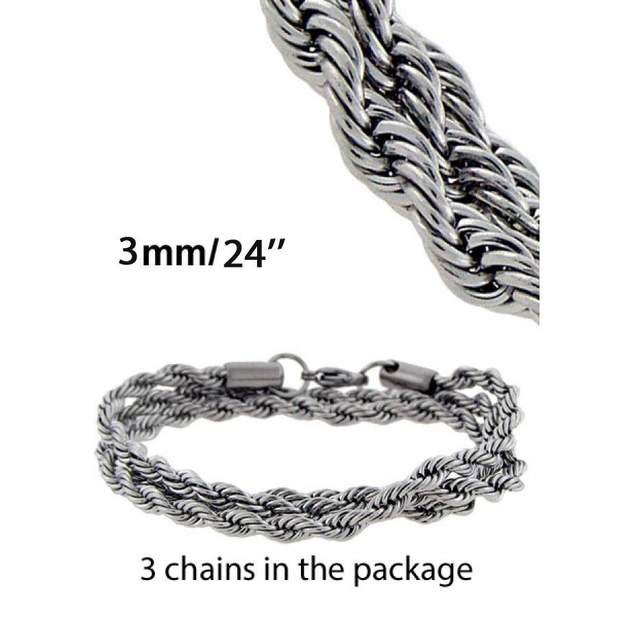 A beautiful silver rope chain showcasing intricate twisted links, perfect for elegant styling.