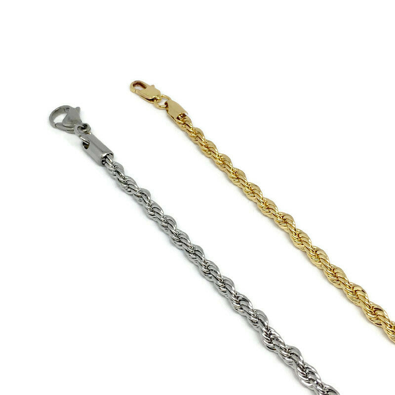 A stylish Rope Chain Steel Bracelet made of stainless steel, featuring a 20cm length and 5mm width, available in various colors.