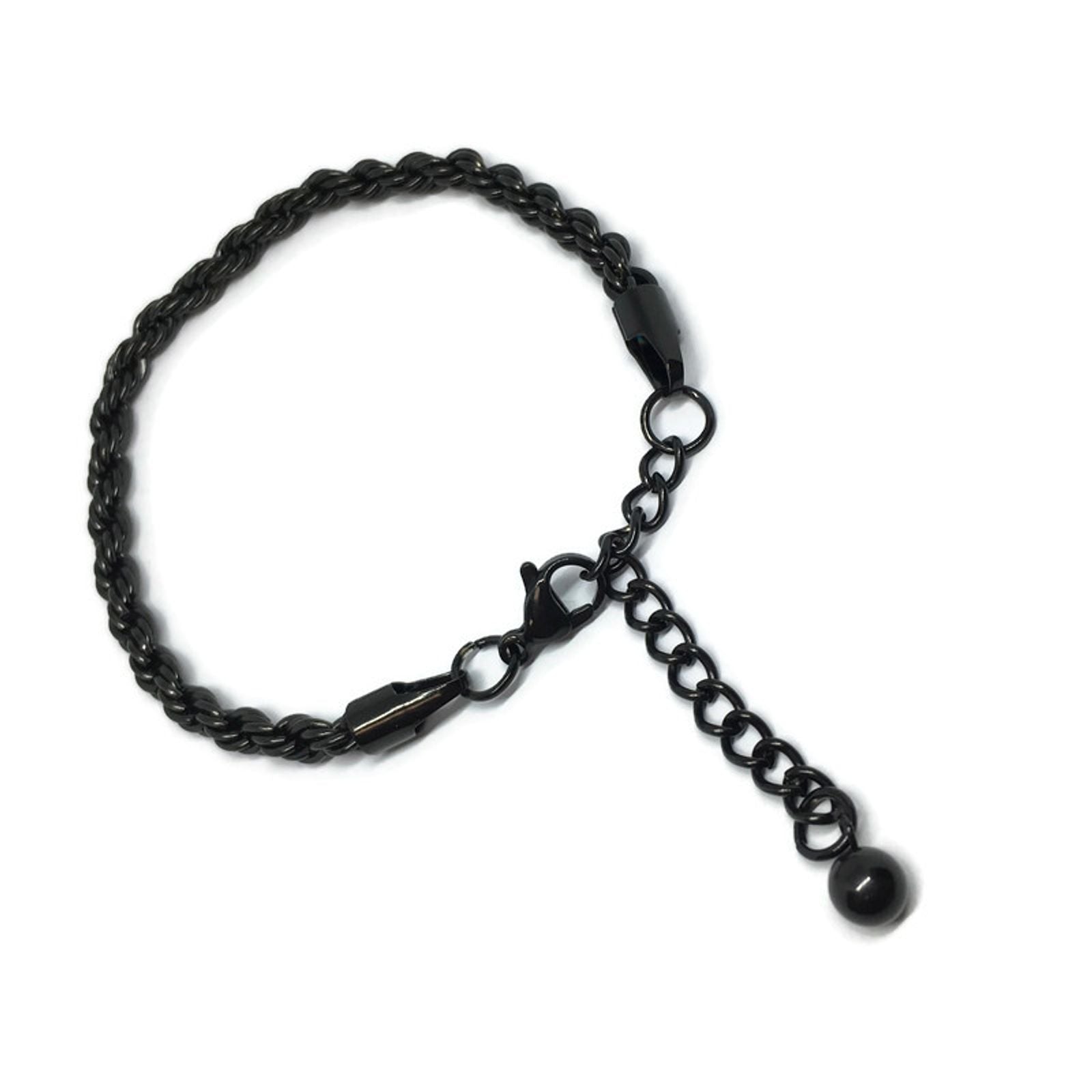 A stylish Rope Chain Steel Bracelet made of stainless steel, featuring a 20cm length and 5mm width, available in various colors.