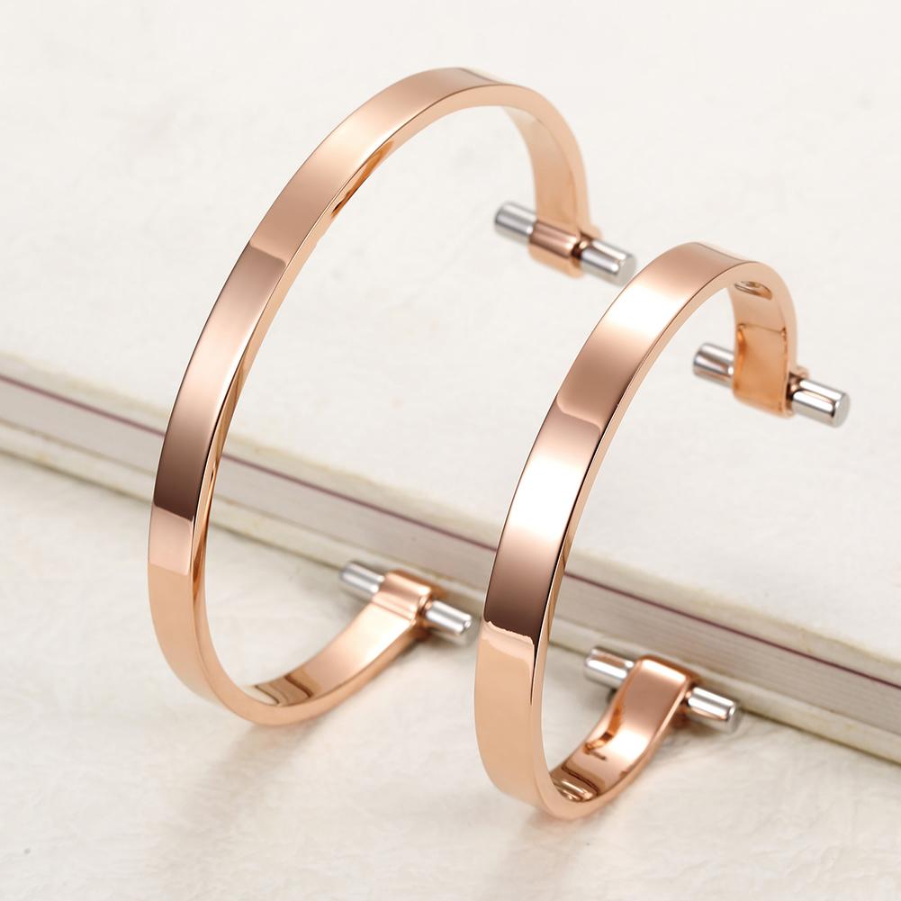 Rose Gold Love Couple Cuff made from surgical stainless steel with a luxurious finish, perfect for couples.