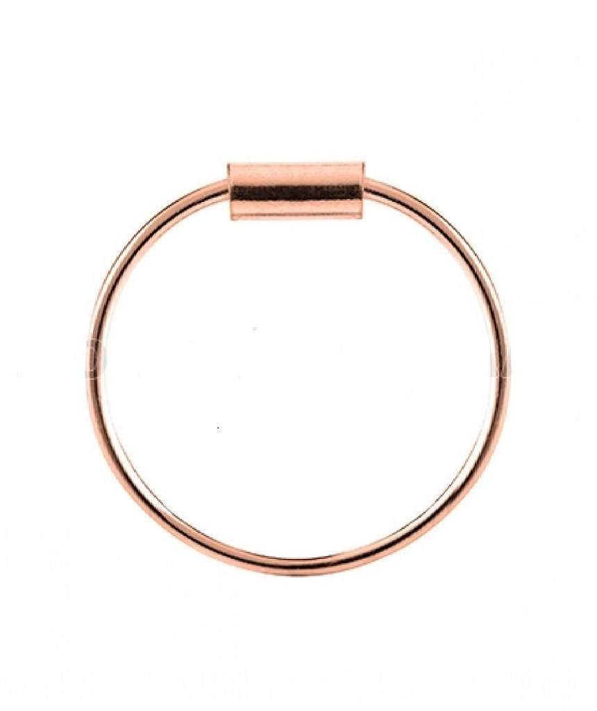 A delicate rose gold nose ring made of sterling silver, showcasing its minimalist design and elegant finish.