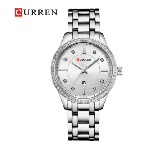 Roseate Curren Classic Metal watch with a solid base metal alloy construction, featuring a stainless steel back and adjustable links.