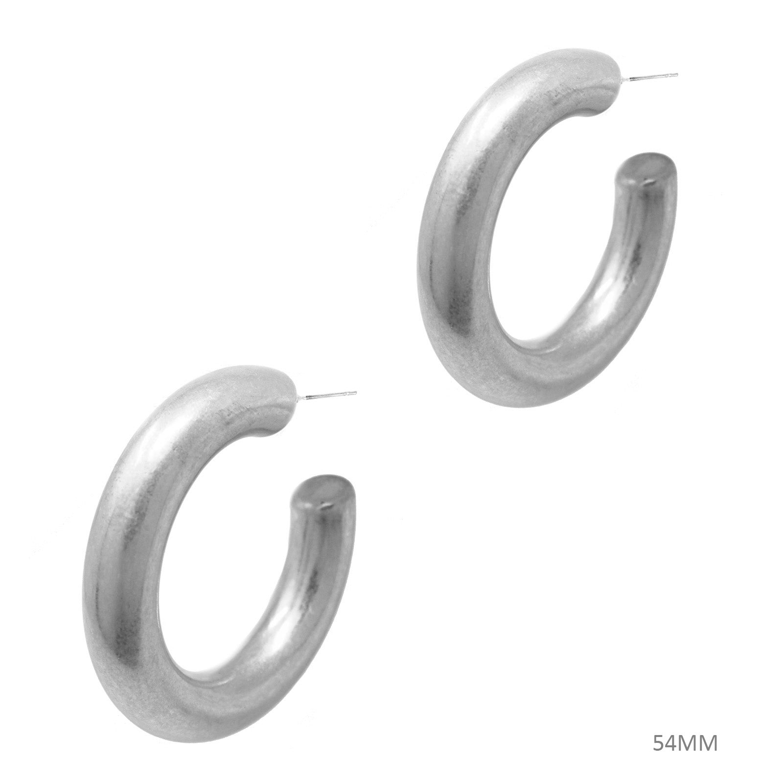 A pair of large round hoop earrings made of alloy metal, showcasing a smooth and shiny finish, perfect for modern and classic styles.