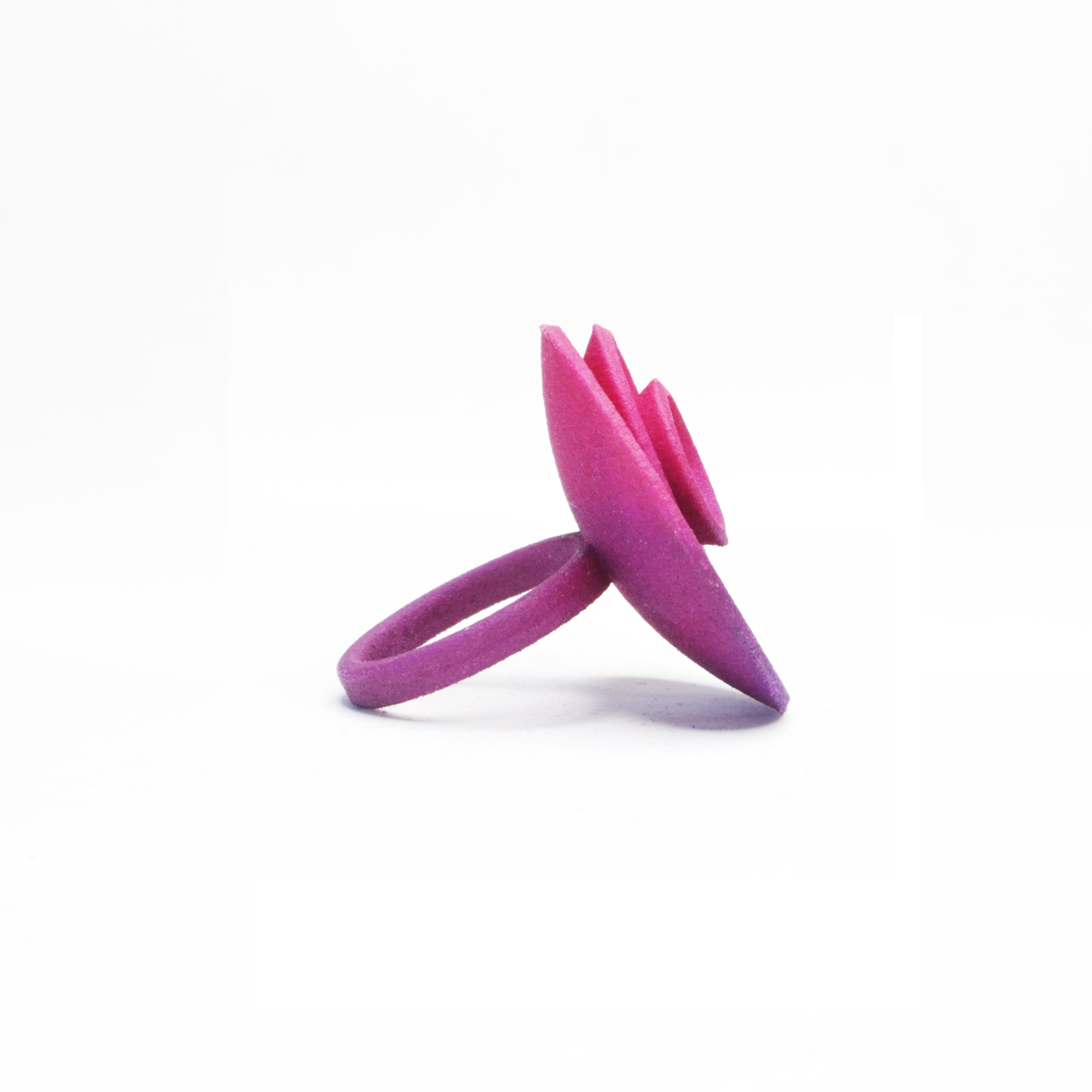 Colorful Round Ring from the Vertigo Collection featuring concentric shapes and a smooth matte finish, made from lightweight 3D printed nylon.