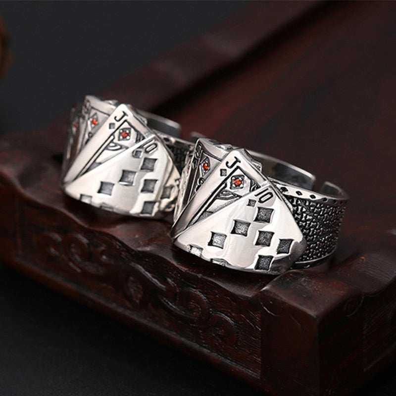 A stylish Royal Flush Open Ring made from durable alloy, featuring a modern open design.