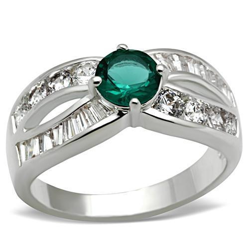 SS014 Silver 925 Sterling Silver Ring featuring a blue zircon synthetic glass center stone, showcasing elegant design and quality craftsmanship.