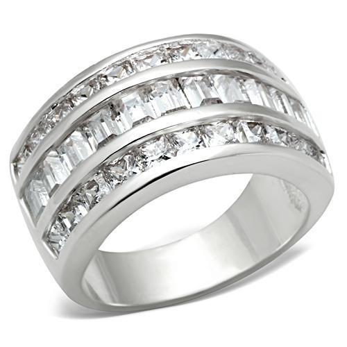 SS022 Silver 925 Sterling Silver Ring featuring a clear AAA Grade CZ stone, showcasing its elegant design and shiny finish.