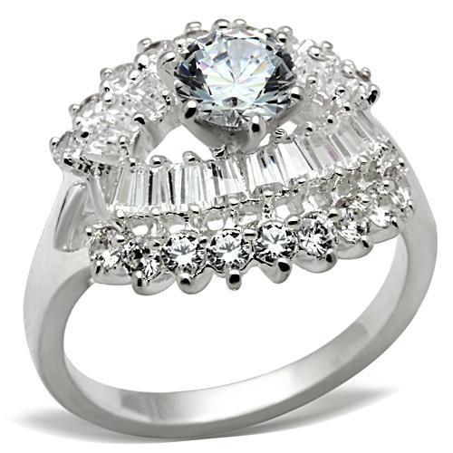 SS026 Silver 925 Sterling Silver Ring featuring a clear AAA Grade CZ stone, showcasing elegance and quality craftsmanship.