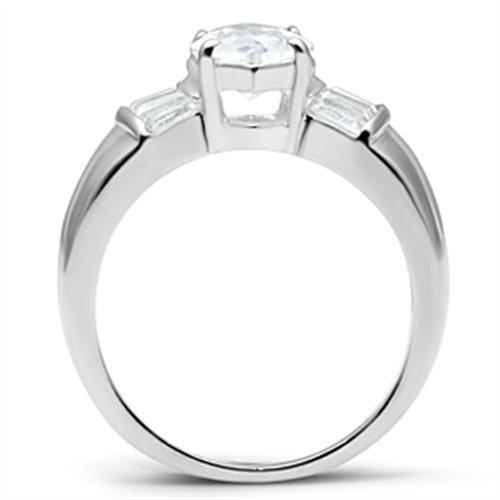 SS028 Silver 925 Sterling Silver Ring featuring a clear AAA Grade CZ stone, showcasing elegance and craftsmanship.