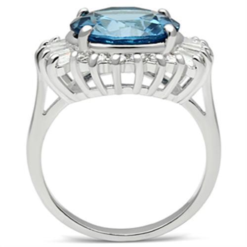 SS003 Silver 925 Sterling Silver Ring featuring a London Blue Synthetic Spinel, showcasing its elegant design and craftsmanship.