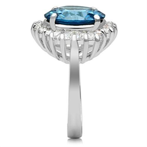 SS003 Silver 925 Sterling Silver Ring featuring a London Blue Synthetic Spinel, showcasing its elegant design and craftsmanship.