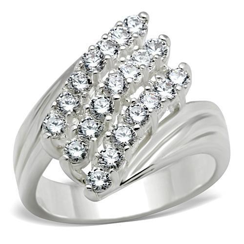 SS035 Silver 925 Sterling Silver Ring featuring a clear AAA Grade CZ stone, showcasing elegance and craftsmanship.