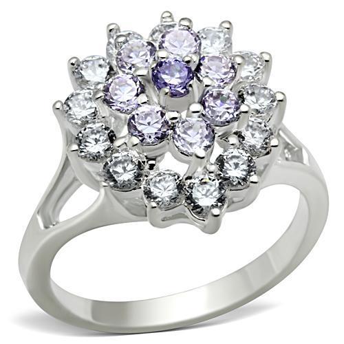 SS037 Silver 925 Sterling Silver Ring featuring AAA Grade Multi Color CZ stones, showcasing elegance and craftsmanship.