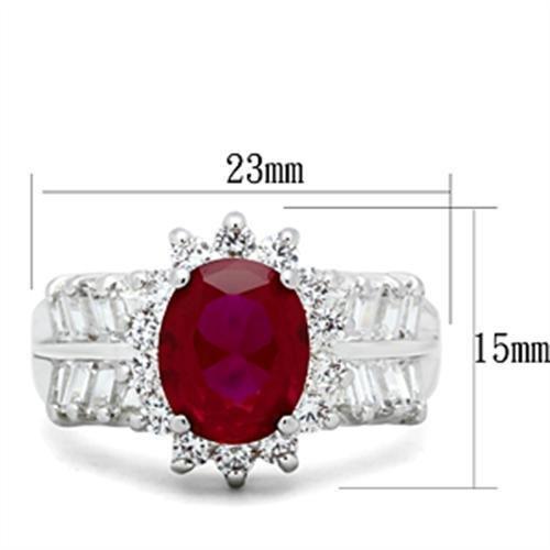 SS009 Silver 925 Sterling Silver Ring featuring a vibrant AAA Grade CZ stone in ruby color, showcasing elegance and craftsmanship.