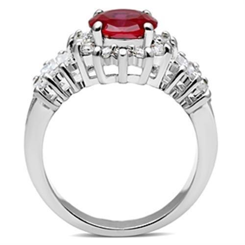 SS009 Silver 925 Sterling Silver Ring featuring a vibrant AAA Grade CZ stone in ruby color, showcasing elegance and craftsmanship.