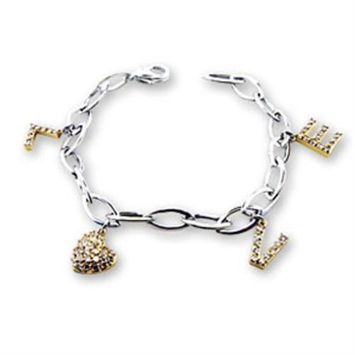 Reverse Two-Tone 925 Sterling Silver Bracelet featuring AAA Grade Clear CZ stone, showcasing its elegant design and craftsmanship.