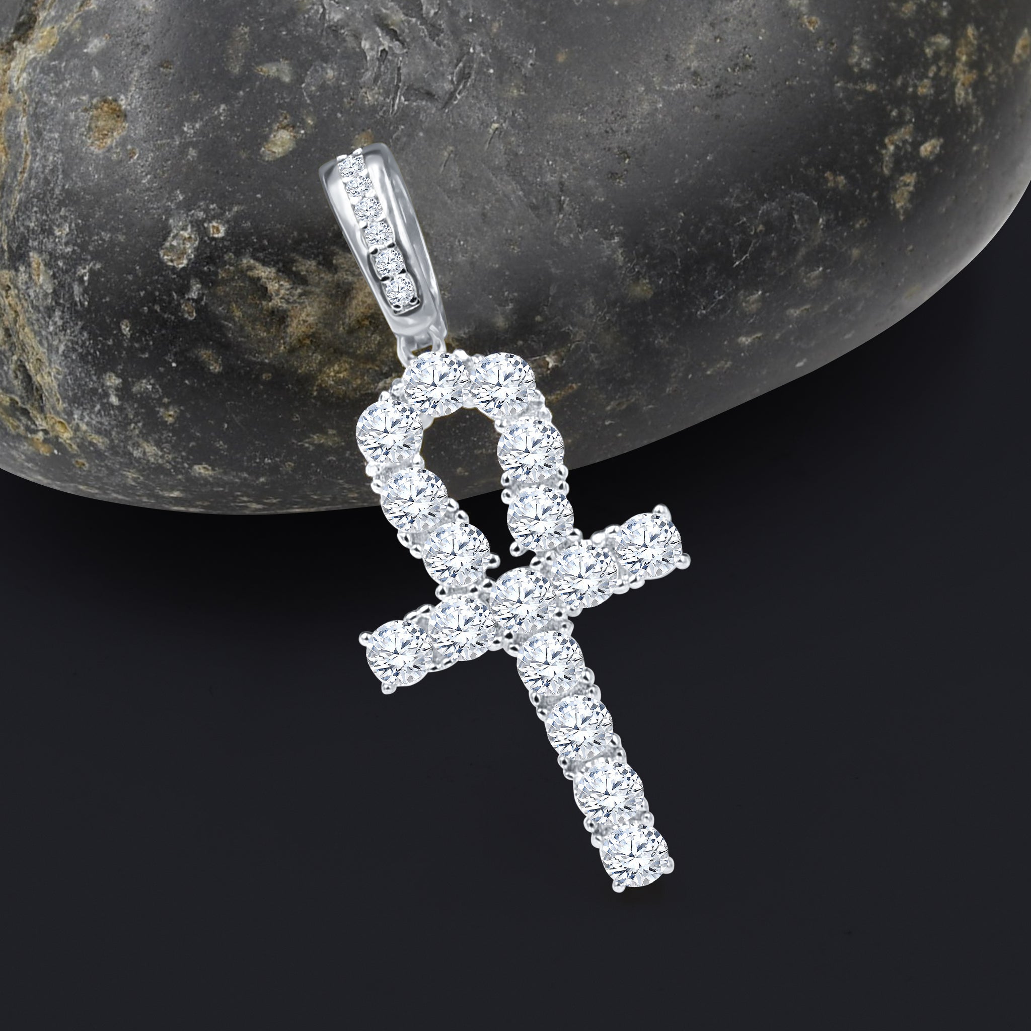 SAINTEMENT Locket Pendant featuring a cross design with cubic zirconia stones, crafted from 925 sterling silver, perfect for daily wear.