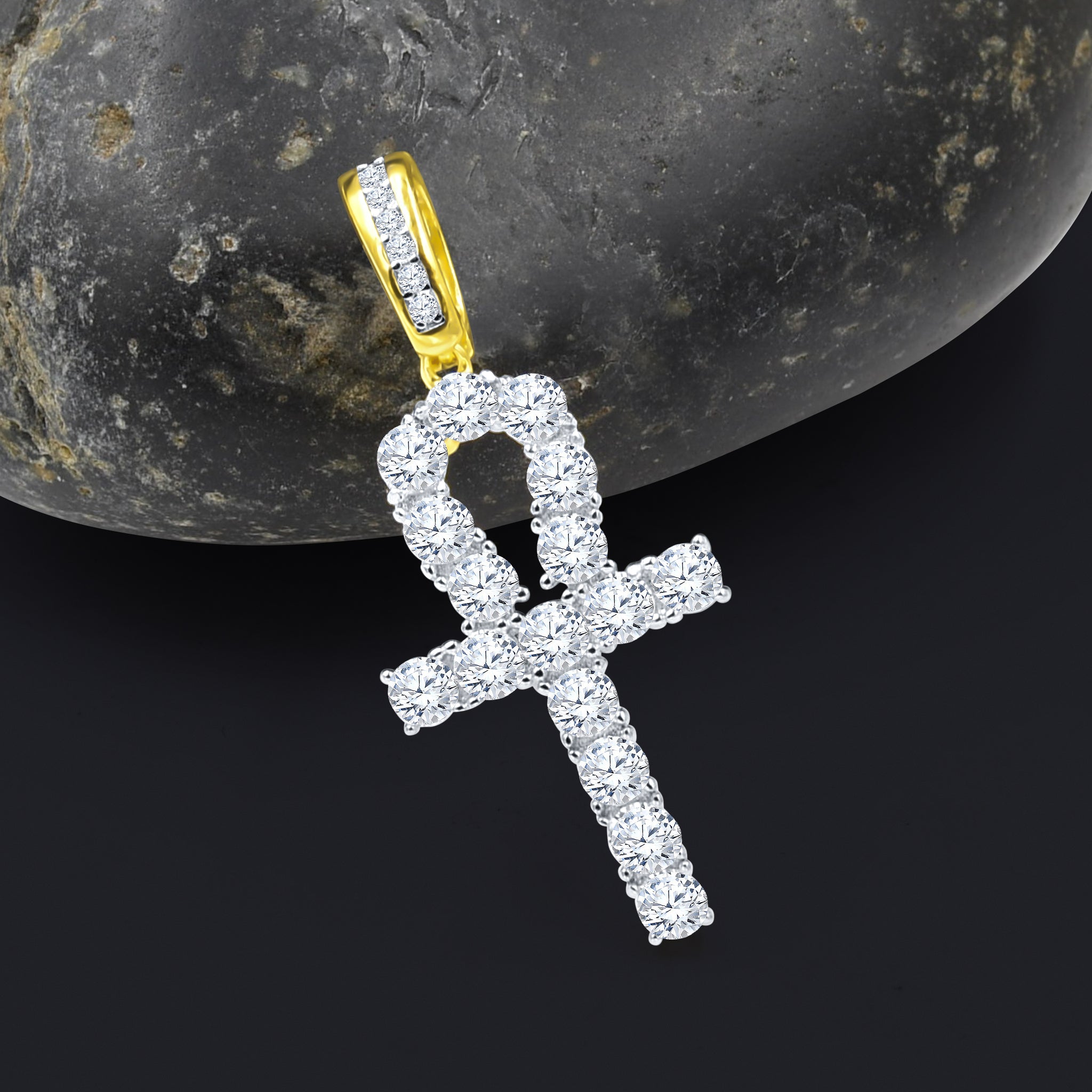 SAINTEMENT Locket Pendant featuring a cross design with sparkling CZ stones, crafted from 925 sterling silver.