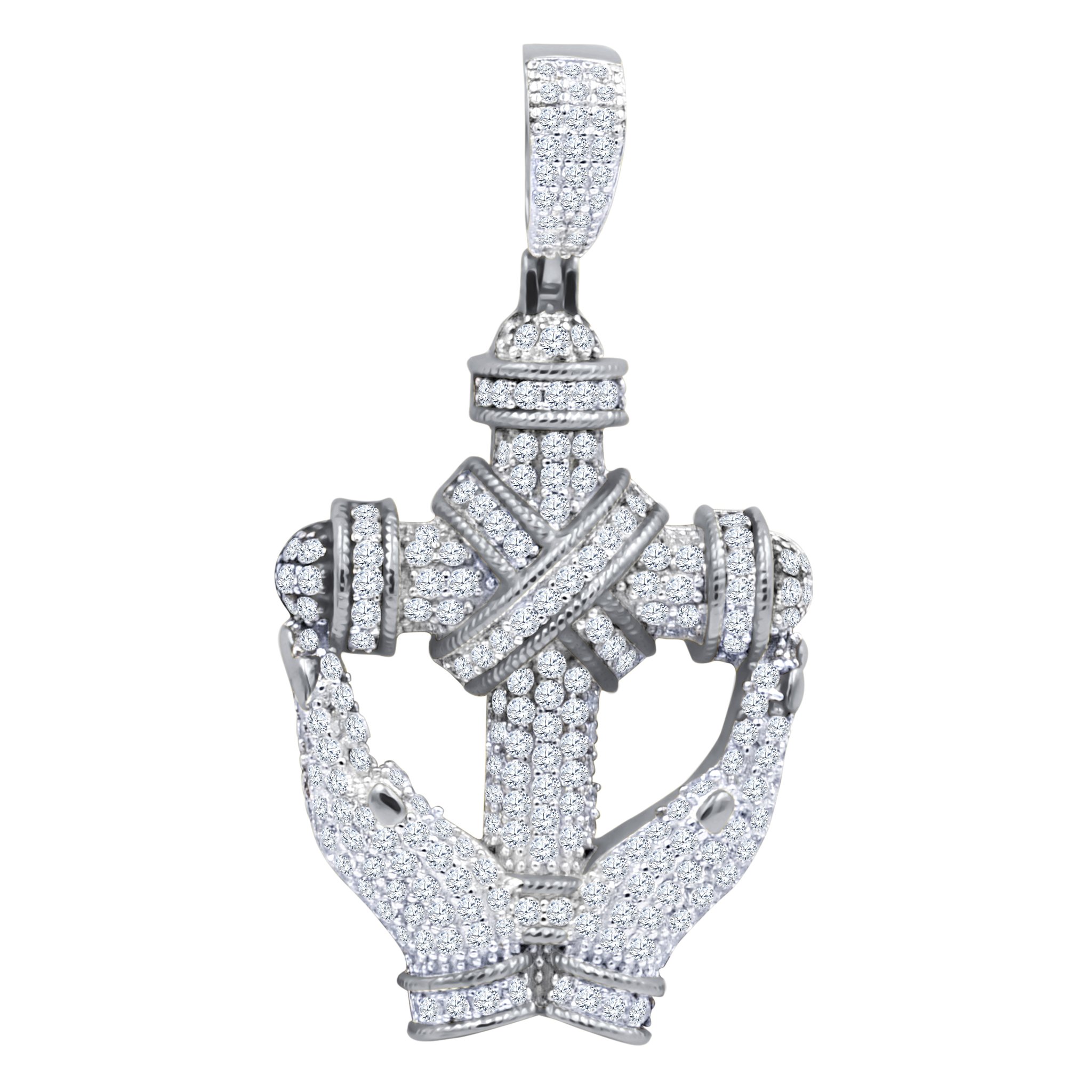 SANCTITUDE Pendant featuring a cross design embellished with cubic zircon stones, crafted from 925 sterling silver.