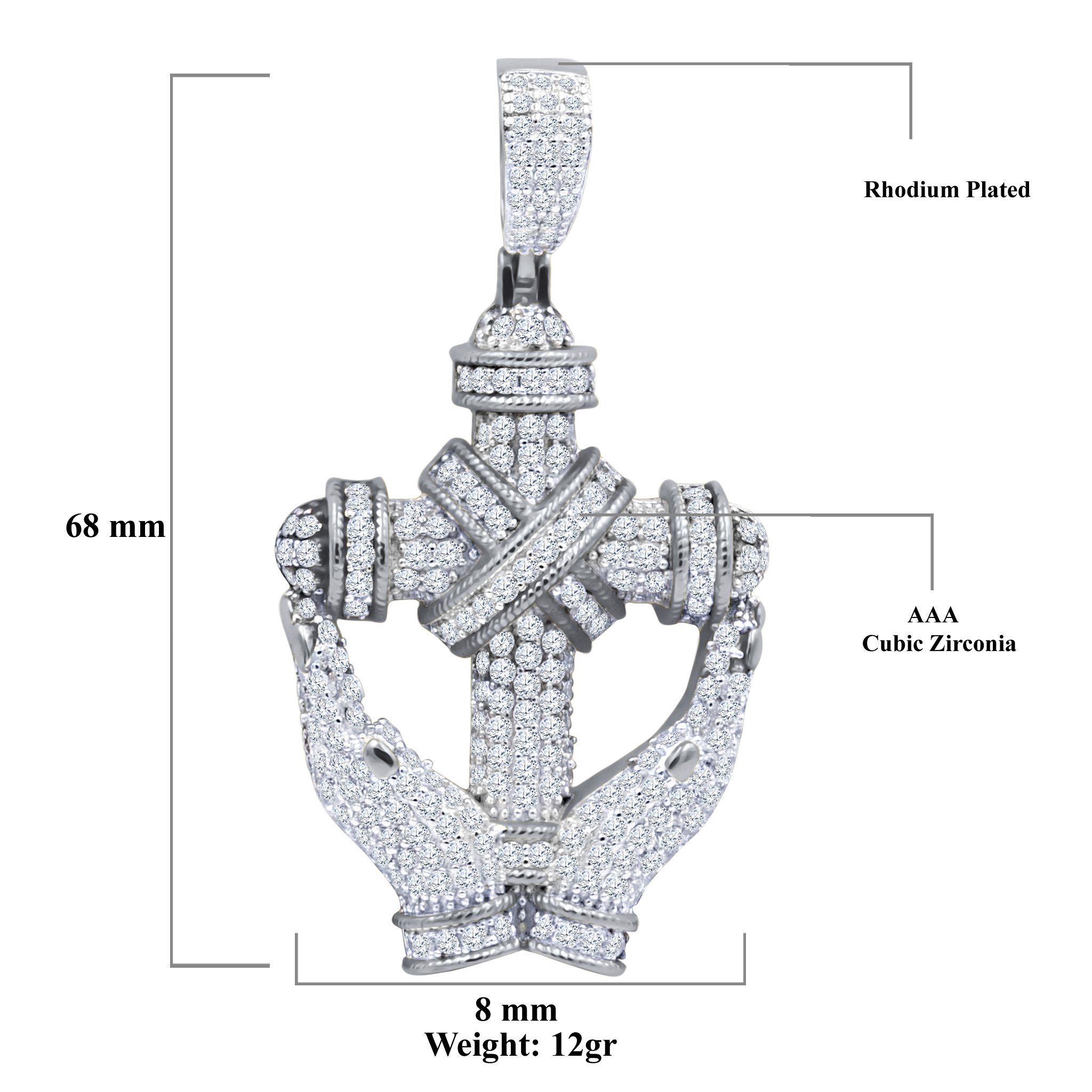 SANCTITUDE Pendant featuring a cross design embellished with cubic zircon stones, crafted from 925 sterling silver.