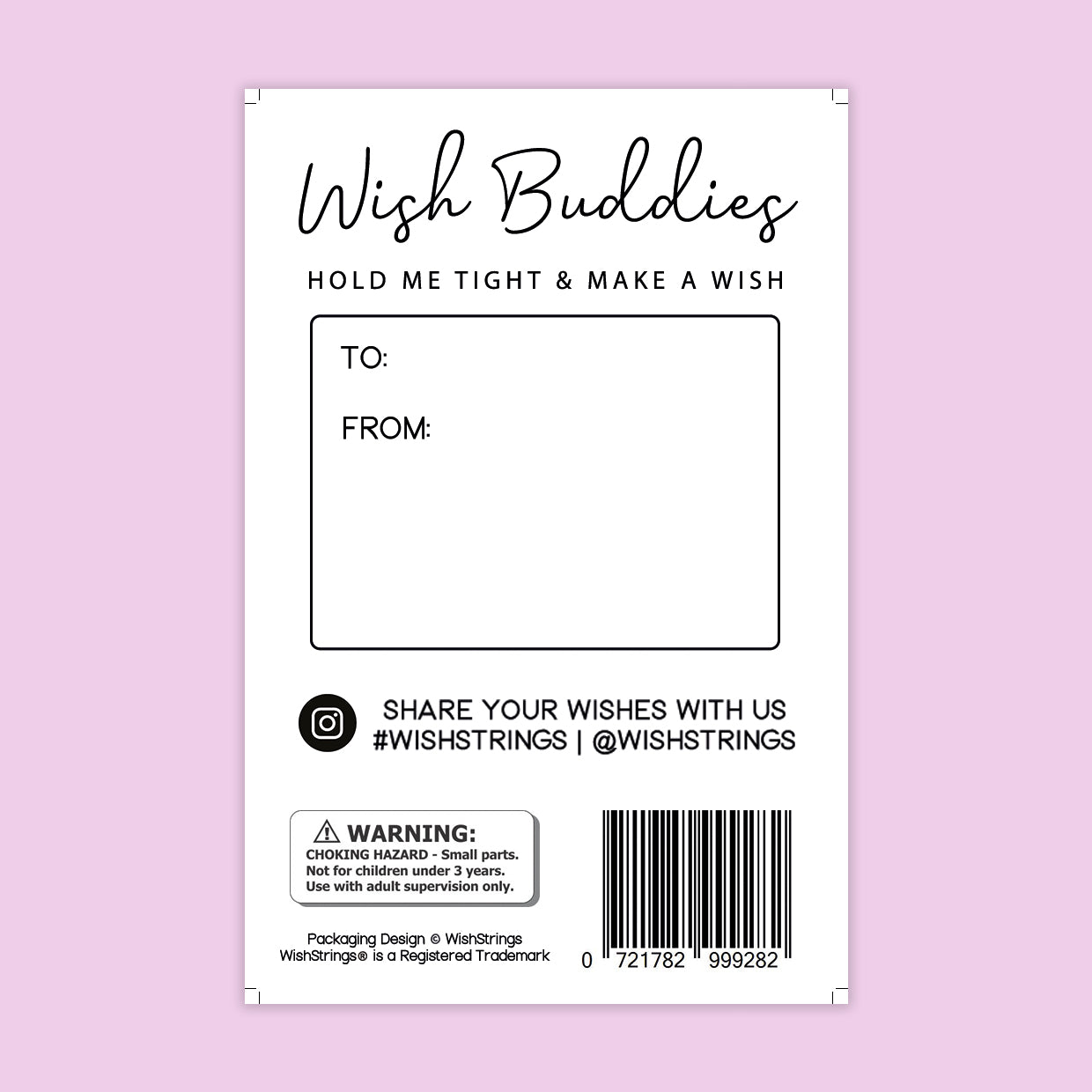 A colorful WishBuddies Pocket Hug Token displayed on a glossy card, featuring an inspirational design and a heartfelt message.