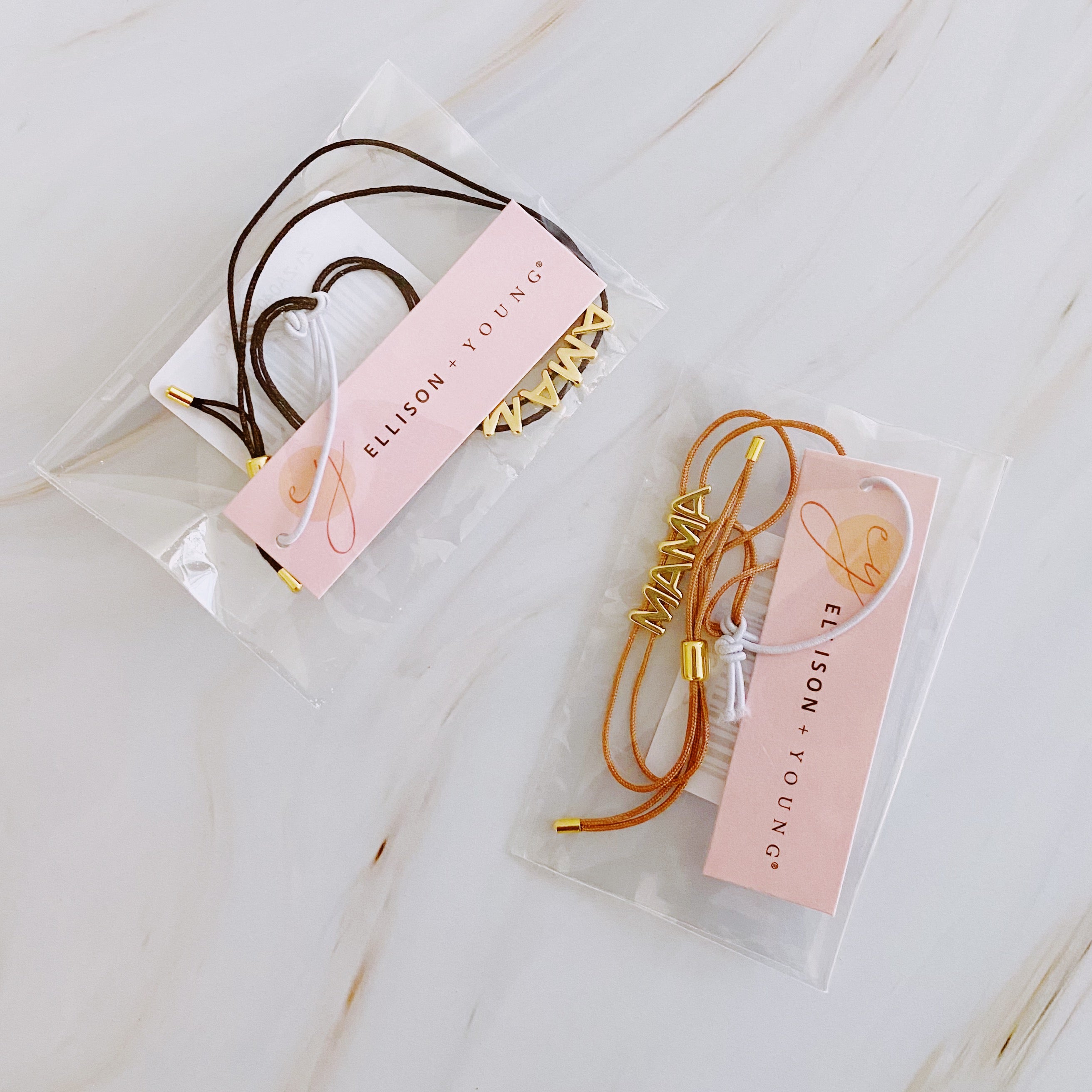 A stylish Satin Thread Mama Bracelet featuring a slim satin thread with golden 'MAMA' lettering, adjustable for a perfect fit.