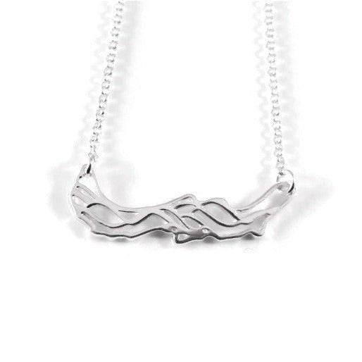 Savary Waves Necklace in 925 Sterling Silver with wave design on a sterling silver chain.