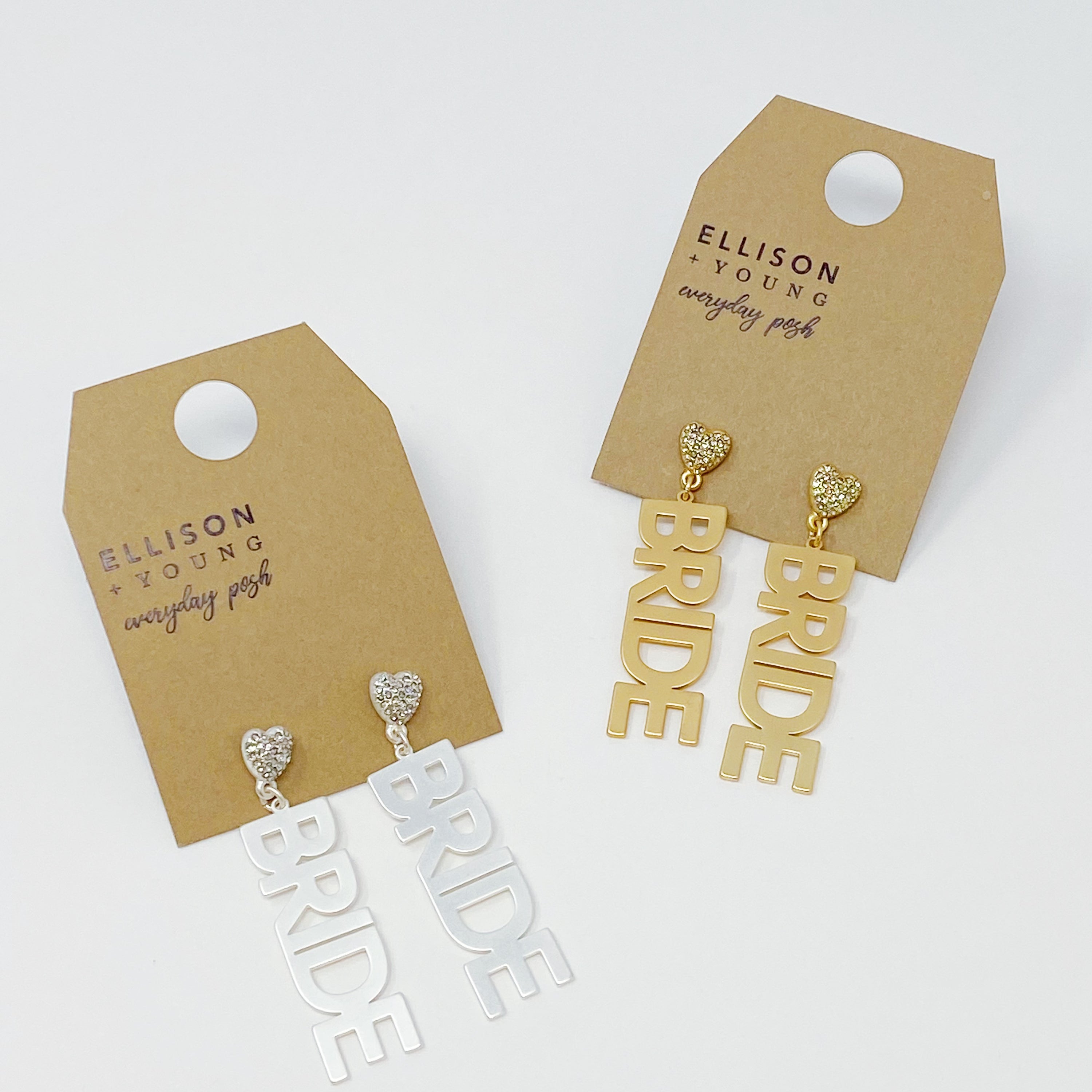 Elegant gold plated brass earrings designed for brides, featuring a stylish and modern look, perfect for weddings and bachelorette parties.