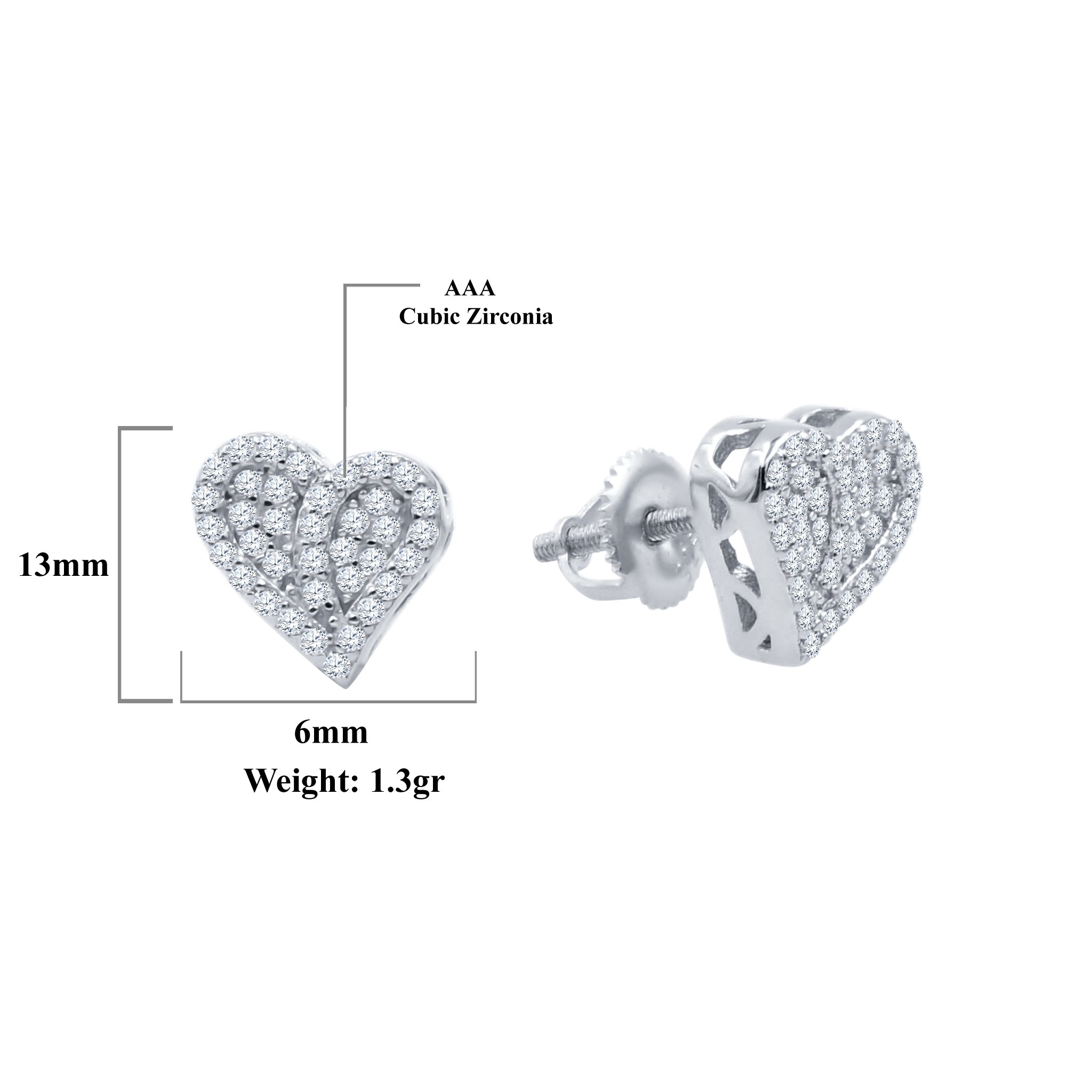 A pair of Scandalous Screw Back Earrings featuring heart-shaped designs with sparkling cubic zircon stones and golden plating.