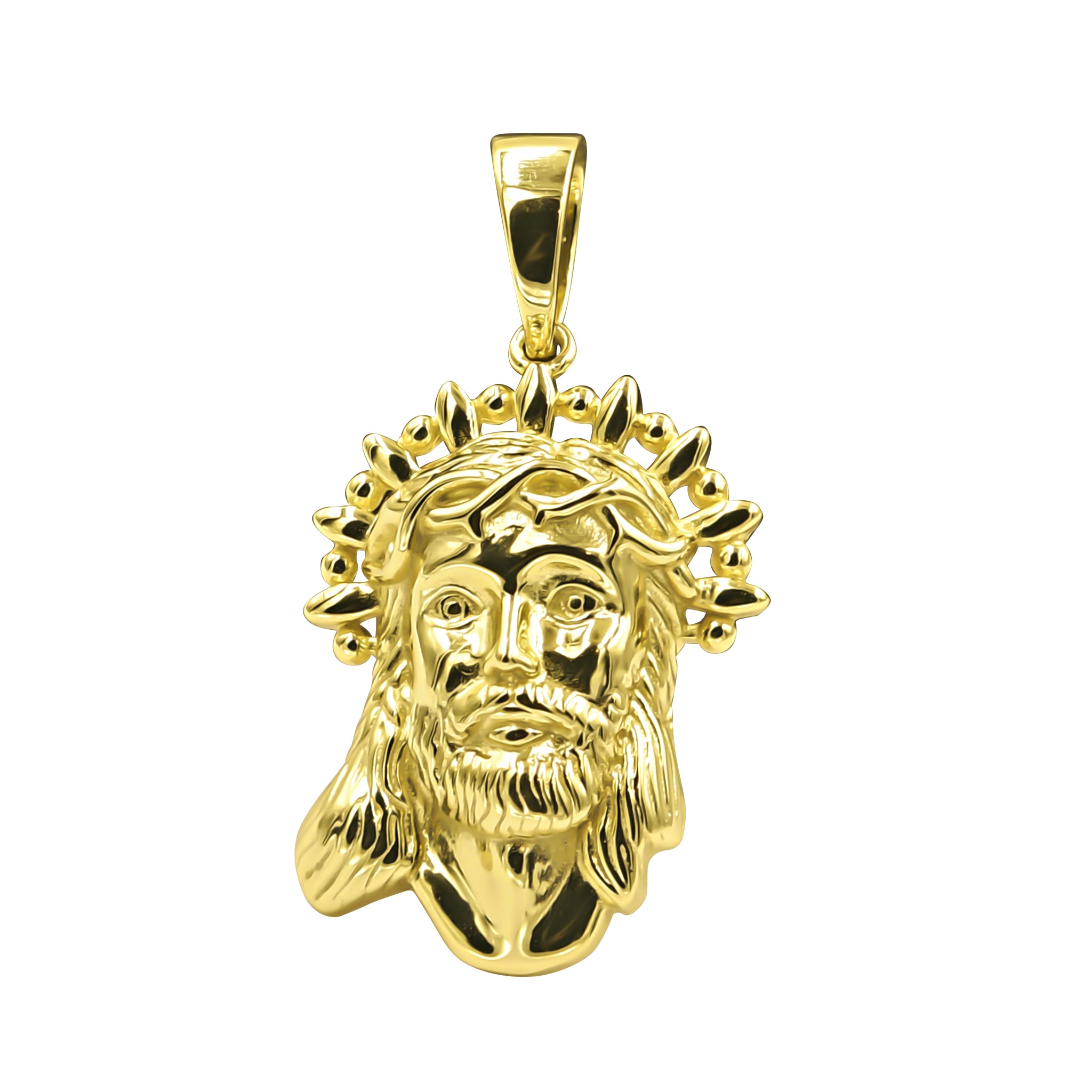 SCHILD Sterling Silver Pendant featuring an intricately sculpted portrait of Jesus, adorned with cubic zircon stones.