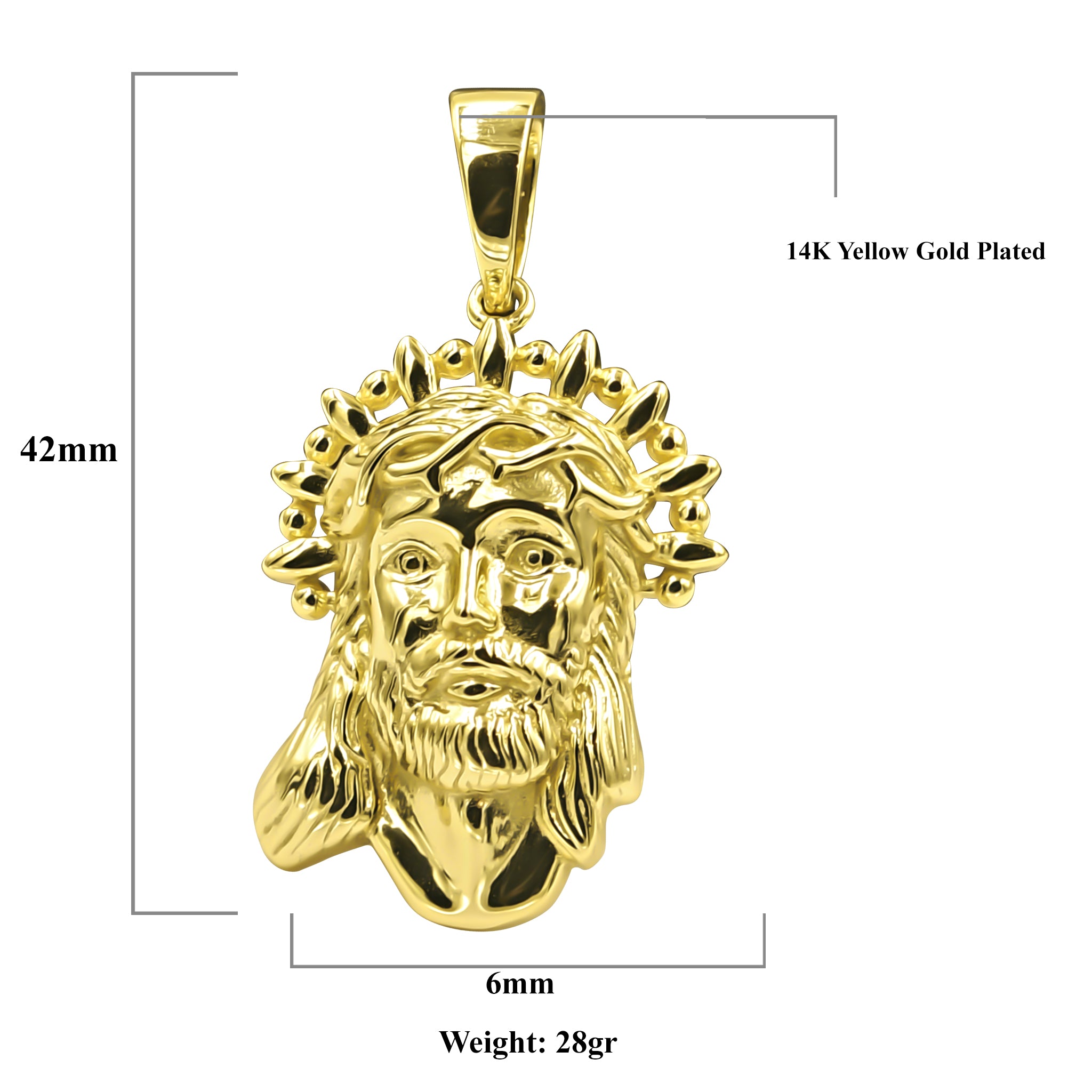 SCHILD Sterling Silver Pendant featuring an intricately sculpted portrait of Jesus, adorned with cubic zircon stones.