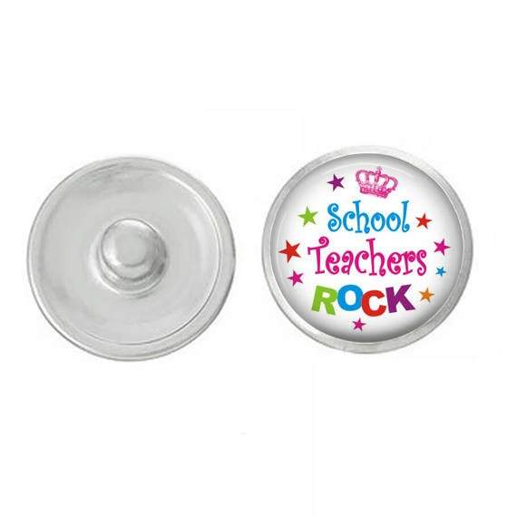 Assorted hand-pressed School Teachers Rock Snaps in vibrant colors, designed for jewelry customization.