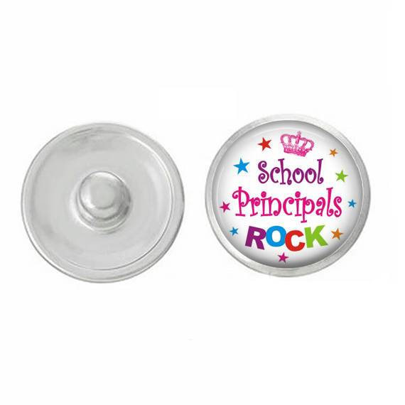 Assorted hand-pressed School Teachers Rock Snaps in vibrant colors, designed for jewelry customization.