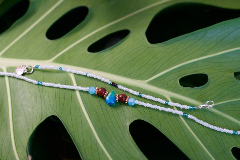 Colorful seed bead bracelet and anklet set, showcasing vibrant patterns and customizable designs.