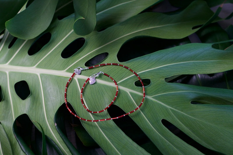 Colorful seed bead bracelet and anklet set, showcasing vibrant patterns and customizable designs.