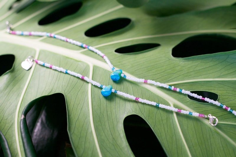 Colorful seed bead bracelet and anklet set, showcasing vibrant patterns and customizable designs.