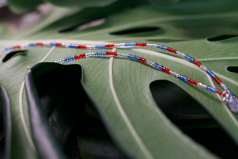 Colorful seed bead bracelet and anklet set, showcasing vibrant patterns and customizable designs.